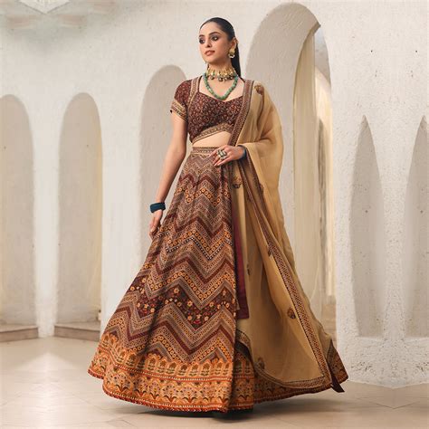 Chocolate Charm Embroidered Lehenga Set – Suvidha Fashion