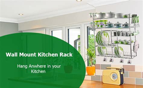 AVAIL Stainless Steel 5 Shelf Wall Mount Cup and Plate Holder Kitchen ...