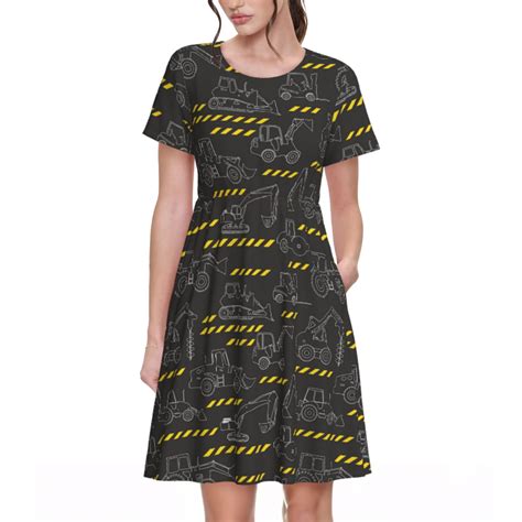 Cauagu Retro Excavator Print Summer Dresses for Women 2025 Loose Short ...