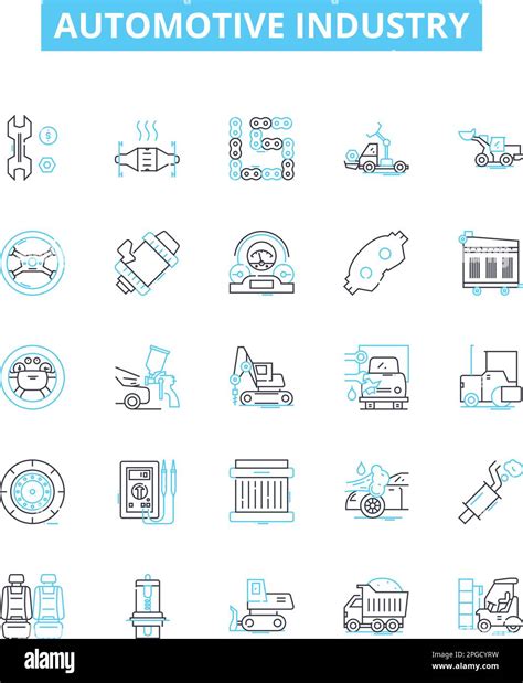 Automotive industry vector line icons set. Vehicles, Autos, Cars, Trucks, Engines, Automakers ...