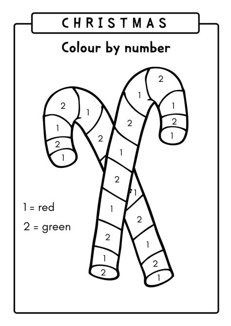 Candy Cane Color by Number - ColoringbyNumber.Com