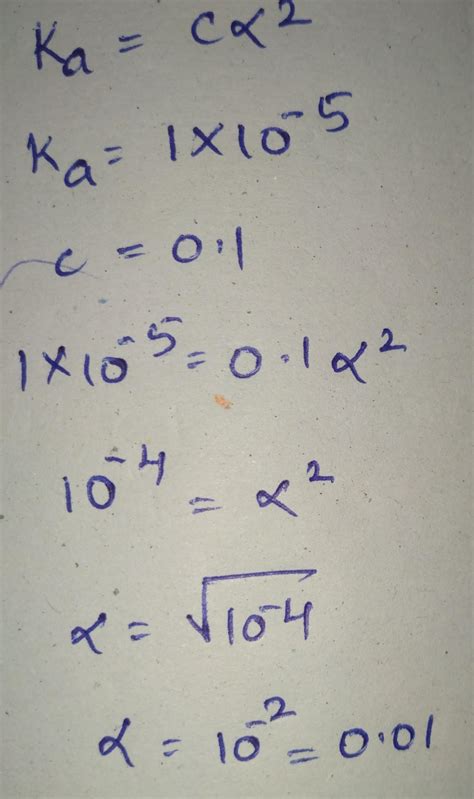 The degree of ionization of 0.1 M a weak acidHY(aq) is (Ka(HY) = 1 x 10 ...
