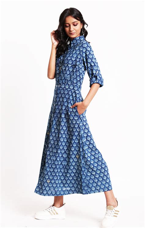 Indigo Long Shirt Dress – Ihaworld