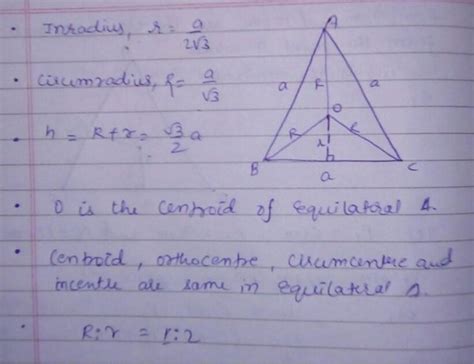 5. 'In an equilateral triangle, the distance between the centroid and ...