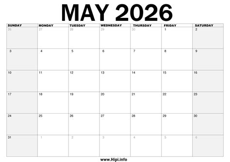 May 2026 Calendar Free Printable - Hipi.info