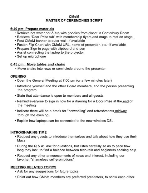 Image result for MC Script Sample