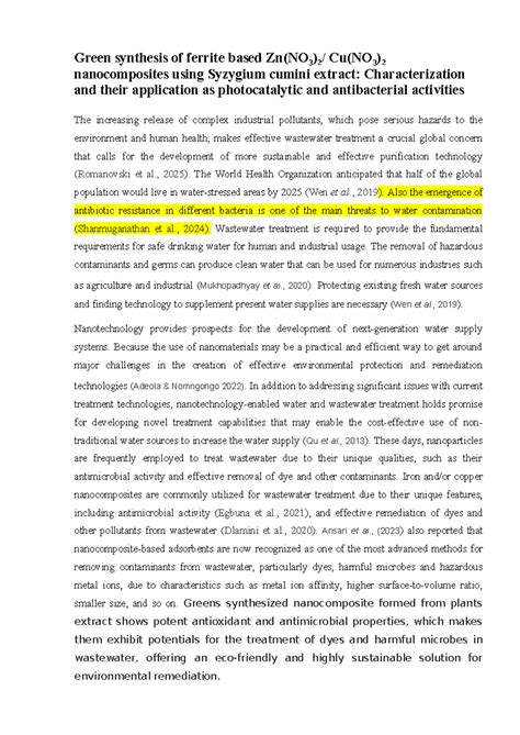 Green Synthesis of Cu(NO₃)₂ Ferrite Nanocomposites: Characterization ...