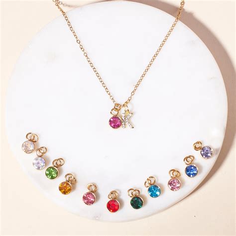 Initial and Birthstone Charm Necklace | Salty – Salty Accessories