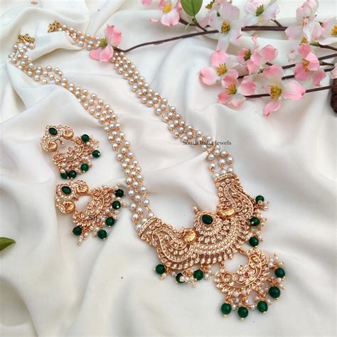 Peacock Design Pearl Haram (Muthyala Haram) – Aabharana