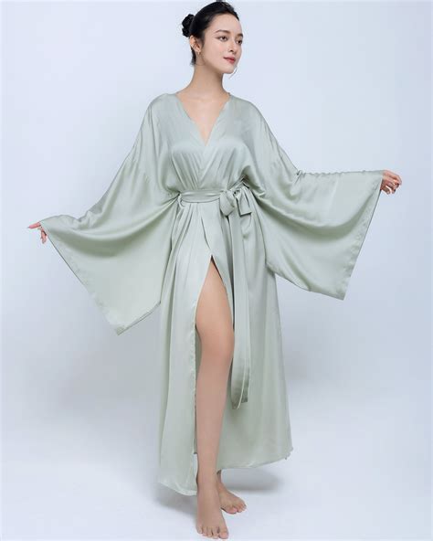 Plus Size Silk Robe for Women Bridesmaid Robe Mint Color - Etsy