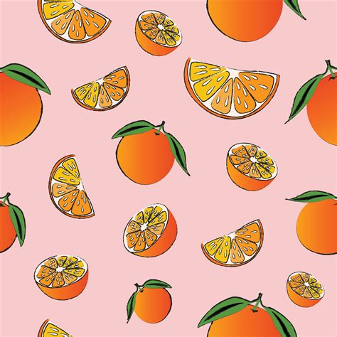 Orange pattern seamless vector on pink color background , fruit pattern ...