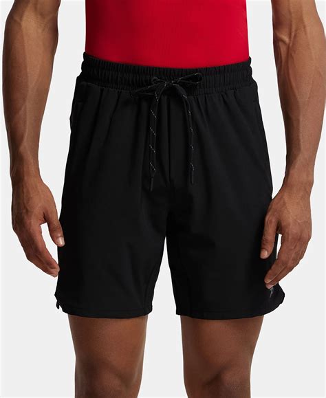 Buy Recycled Microfiber Elastane Stretch Solid Shorts with Zipper ...