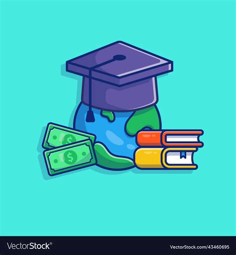 Scholarship world graduation cap money and book Vector Image