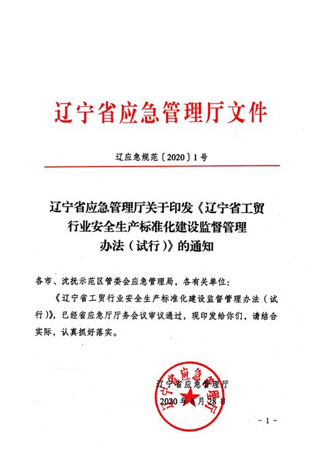 辽宁省工贸行业安全生产标准化建设监督管理办法（试行）