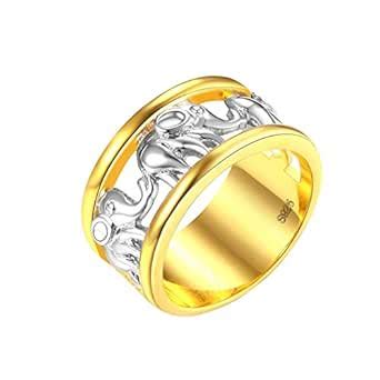 Prosperveil Retro 3D Elephant Pattern Ring Copper Electroplate Rings ...