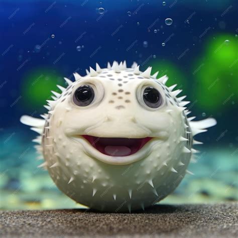 A white puffer fish with a smiling face | Premium AI-generated image