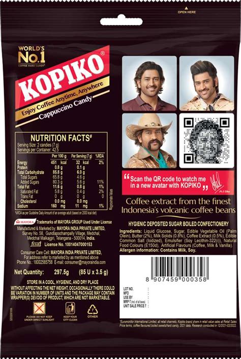 KOPIKO Cappuccino Coffee Candy-World's No 1 Coffee Candy-297.5g (85 ...