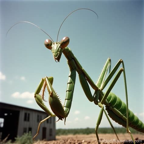 1950s Horror Film: Plant vs. Giant Praying Mantis | Stable Diffusion Online