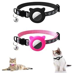 Qpets® Cat Collar with Silicone Airtag Holder, Adjustable Breakaway ...