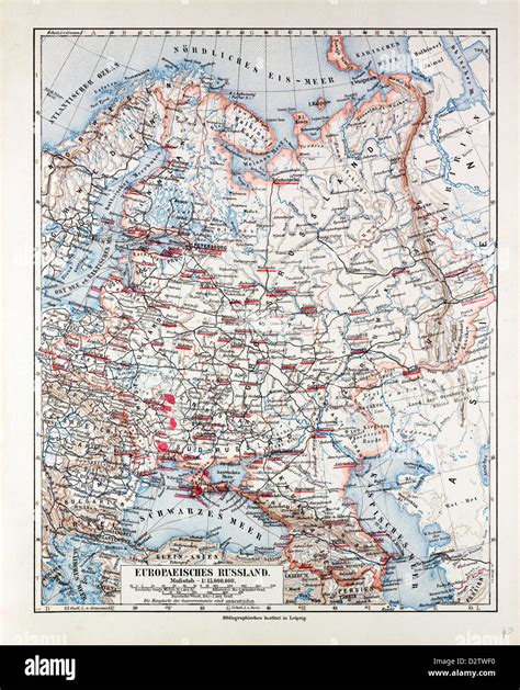 MAP OF THE EUROPEAN PART OF RUSSIA 1899 Stock Photo - Alamy
