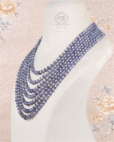 Natural Iolite & Pearl Gemstone Pumpkin Beads Necklace Jewelry – Raj Gems