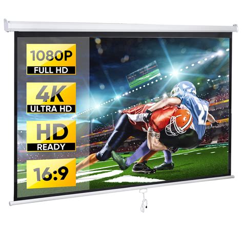 Buy ZENY Projector Screen Pull Down 80 Inch 16:9 HD Projection Screen ...