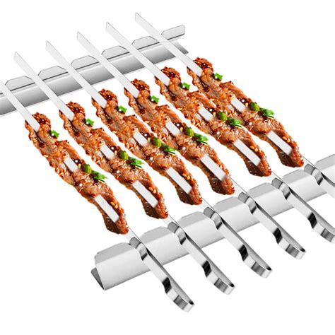 Buy Barbecue Skewer, BearMoo 17” Stainless Steel Shish Kabob Skewers ...