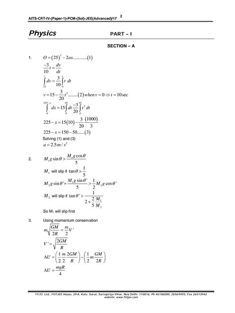 SOLUTION: Jee advanced crt 3 paper 2 answers - Studypool