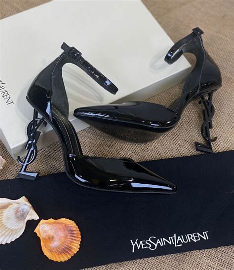 yves saint laurent ayakkabi topuklu 11 cm siyah rugan ysl logo