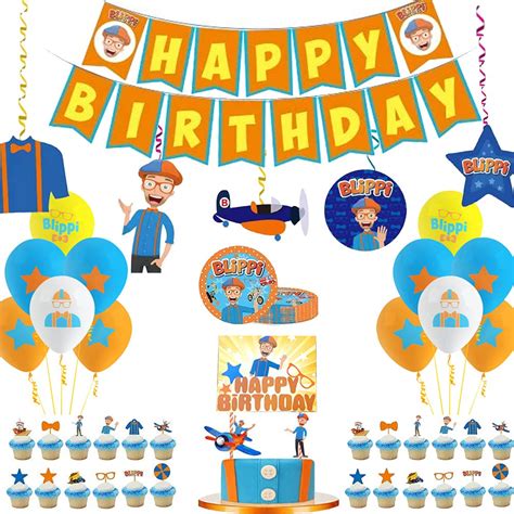 Buy VWORK Blippi Party Decorations Supplies, Blippi Birthday Party ...
