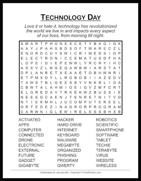 Technology Word Search Printable 的图像结果