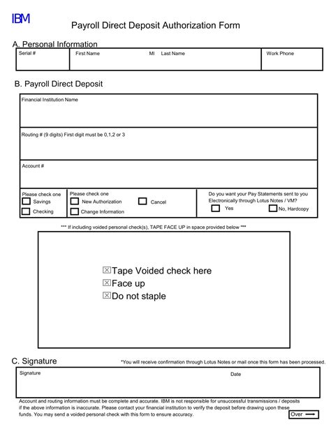 Direct Deposit Form Template