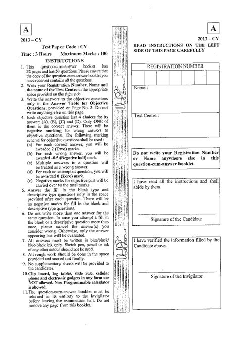 CY2013 - Important Chemistry Test Paper and Instructions - Studocu