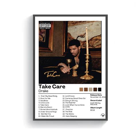 Drake Take Care Album Cover Poster, Wall Art, Printable, Digital Poster ...