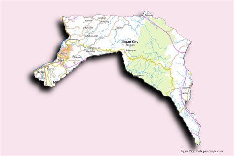 Sample maps of Iligan City generated with map cropping (masking) tool.