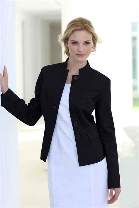 Mandarin Collar Linen-blend Blazer Women's | Chadwicks | Blazers for ...