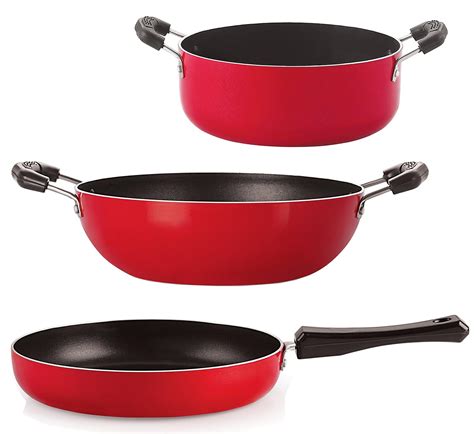 Buy Nirlon Non-Stick Aluminium 3 Layer Odor Free Healthy Cookware Combo ...