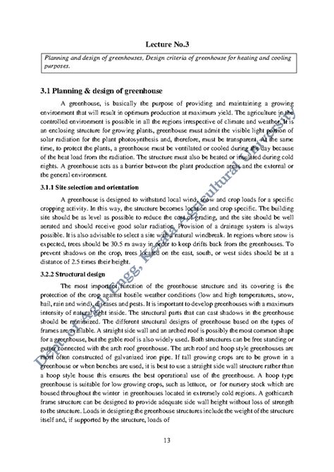 Apfe lecture 3 - planning and design of greenhouses - Lecture No. 3 ...