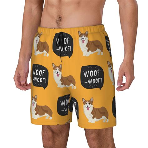 Cauagu Corgi Print Mens Swim Trunks Quick Dry Board Shorts Swim Shorts ...