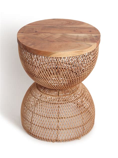 Buy Wooden Rattan Stool - Cane Round Table & Rattan furniture – Habere ...