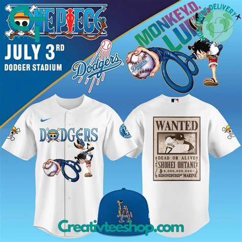 Los Angeles Dodgers x One Piece Night Special Edition Baseball Jersey ...