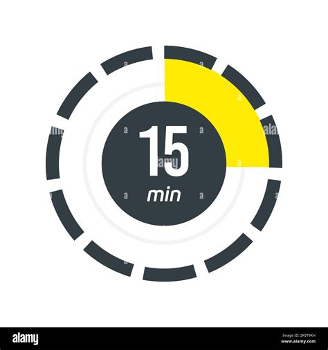15 minutes timer. Stopwatch symbol in flat style. 15 min. Vector ...