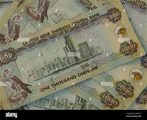 AED. Currency of United Arab Emirates. Emirates Dirham b finance background.Macro photography ...