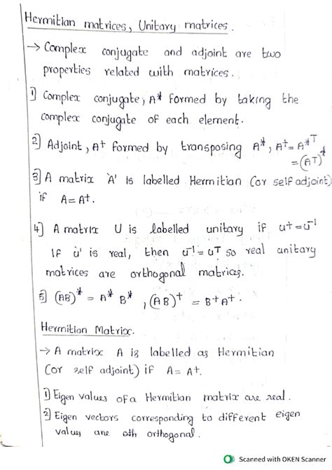 Hermitian Matrices - Notes are easy to understand - Physics - Studocu