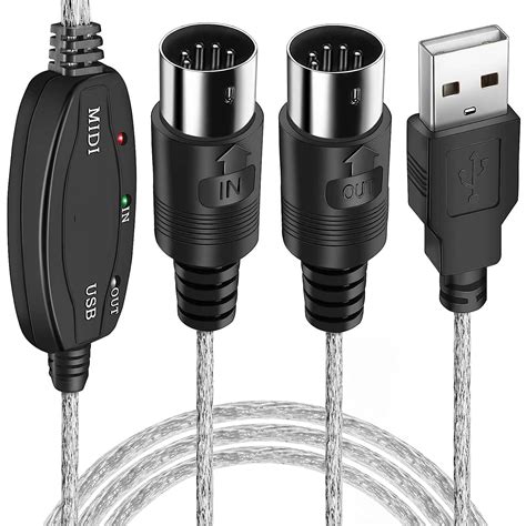VOOCME USB Midi Cable Lead Adaptor for Musical Keyboard to PC Laptop ...