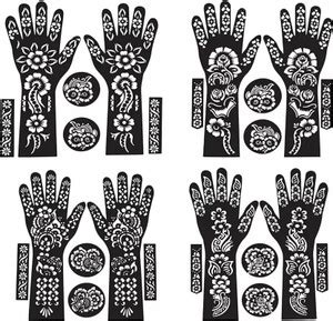 JMC Unique Mehndi stencil Henna Tattoo Stencil Women Girls Finger Paint ...