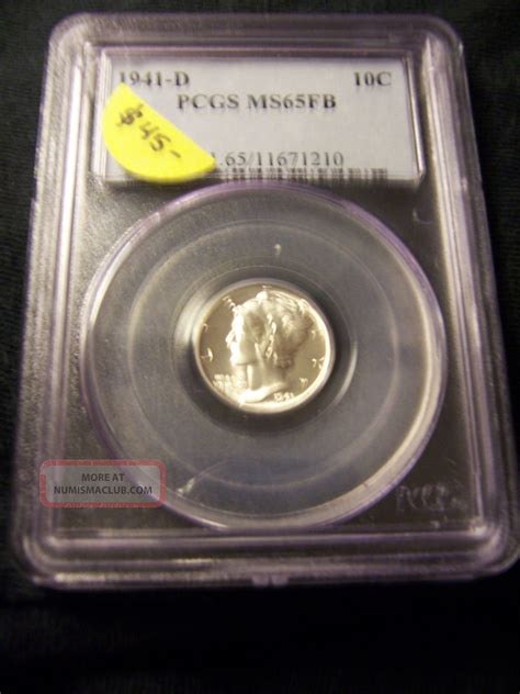 Wonderful Wwii Mercury Dime 1941 - D Pcgs Certified Ms - 65 W/ Full Bands