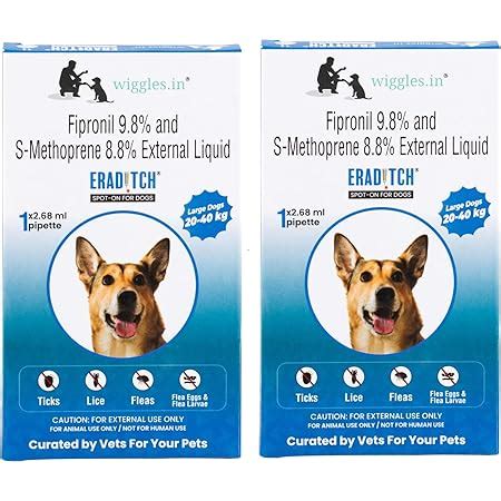 WIGGLES Eraditch Spot on for Dogs Fleas Ticks Remover Treatment Drops 5 ...