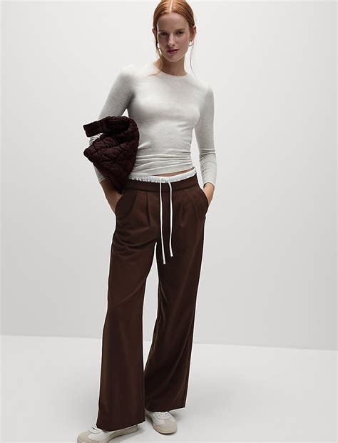 Buy Drawstring Wide Leg Trousers at Marks & Spencer
