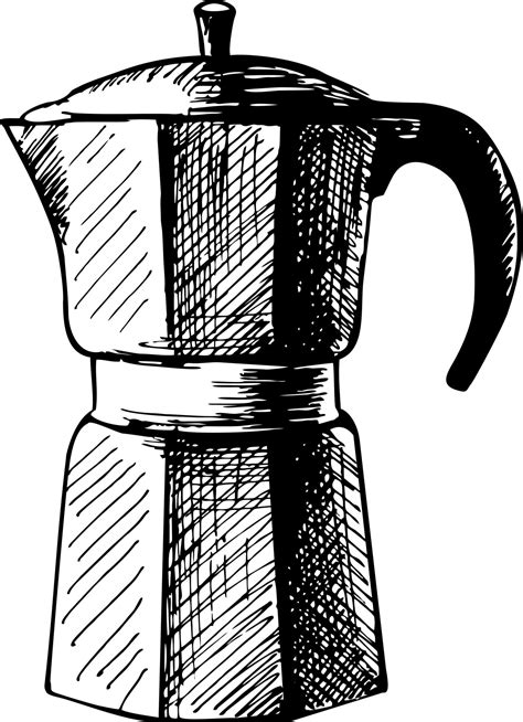 Coffee Maker, espresso machine, moka express, mocha coffee, moka pot. Sketch design vector ...